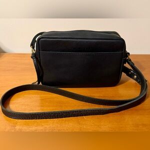 Portland Leather Pebbled Black Large Camera Crossbody Bag